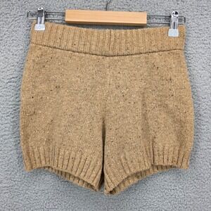 ZARA Womens Wool Blend Knit Shorts Camel Brown Marled High Waist Size Small